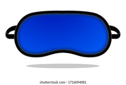 Blue Sleeping Mask Blindfold Closed Eyes With Elastic Strap Back Vector For Template.