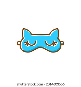 Blue sleeping mask flat icon. Homewear and sleepwear. Funny animal design. Color filled symbol. Isolated vector stock illustration