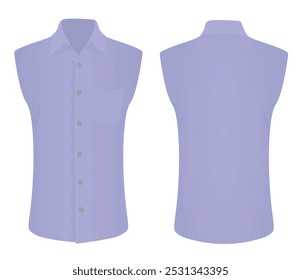 Blue  sleeve less shirt. vector 