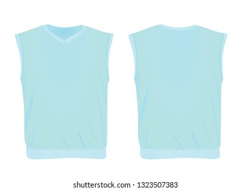 Blue sleeveless sweater. vector illustration