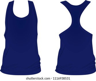 Blue  sleeveless t shirt. vector illustration