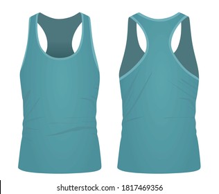 Blue sleeveless t shirt. vector illustration