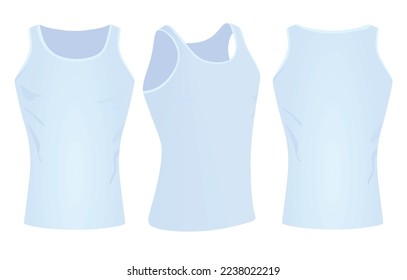 Blue sleeveless t shirt. vector illustration