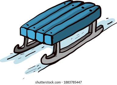 Blue sleigh,illustration,vector on white background
