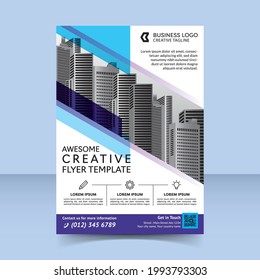 Blue slide awesome Creative flyer template design