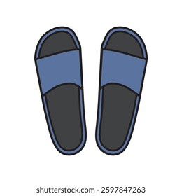 Blue Slide Sandals Graphic Vector