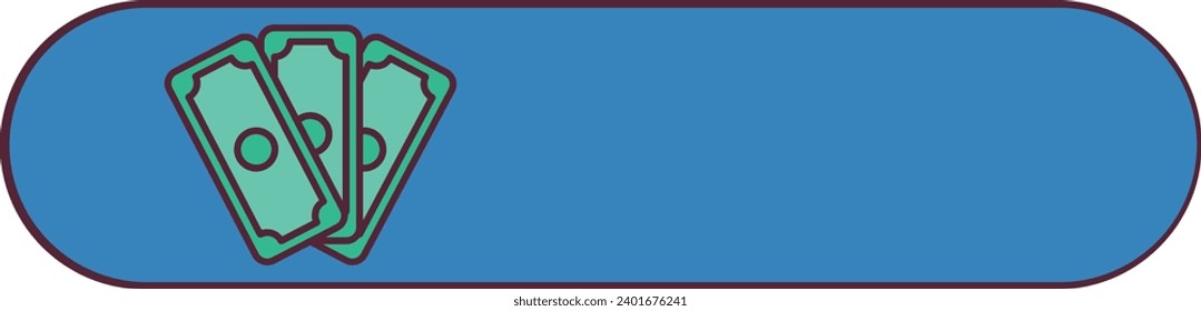 Conmutador deslizante azul con símbolo de pila de billetes de dólar. Activado y las opciones de control alternar, elemento de panel digital del dispositivo multimedia moderno. Icono del vector de contorno de trazo aislado en fondo blanco