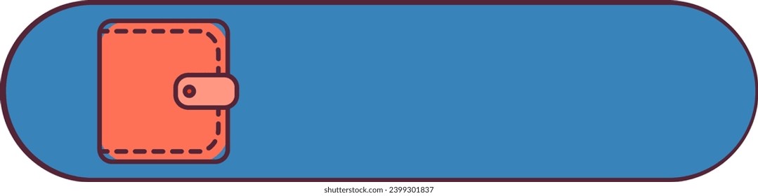 Blue slider toggle with closed wallet symbol. On off and control options switcher, digital panel element of modern multimedia device. Stroke outline vector icon isolated on white background