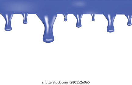 Blue slime or paint dripping down, liquid abstract background