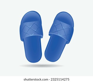 Blue slippers on white background.Vector illustration