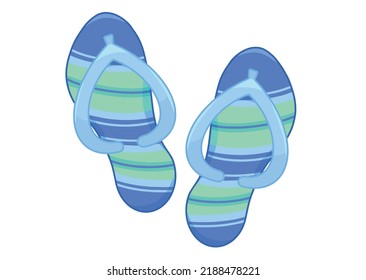 Blue slippers in vector isolated on white