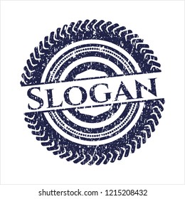 Blue Slogan distress grunge stamp