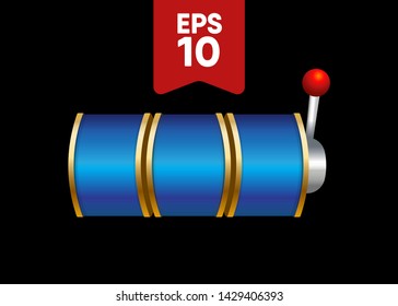 Blue Slot Machine Slots Reel Spin Gambling Vector Illustration