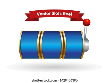 Blue Slot Machine Slots Reel Spin Gambling Vector Illustration