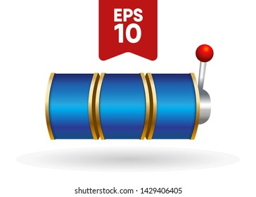 Blue Slot Machine Slots Reel Spin Gambling Vector Illustration