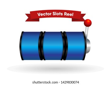 Blue Slot Machine Slots Reel Spin Gambling Vector Illustration