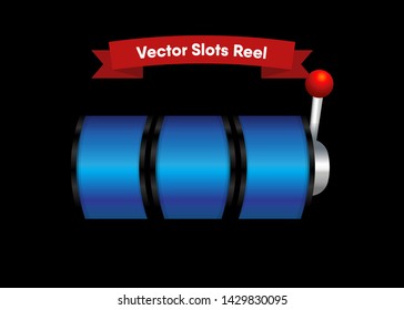 Blue Slot Machine Slots Reel Spin Gambling Vector Illustration
