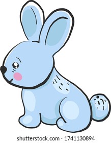 Blue small bunny , illustration, vector on white background