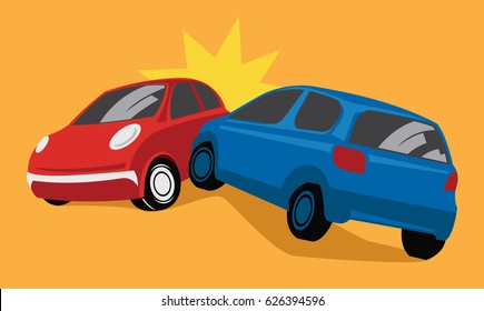 A Blue Small Car Hit Red Car In Accident