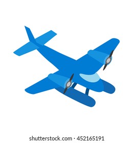 Blue small plane icon in isometric 3d style isolated on white background. Air transport symbol