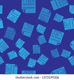Blue Smart contract icon isolated seamless pattern on blue background. Blockchain technology, cryptocurrency mining, bitcoin, altcoins, digital money market. Vector Illustration