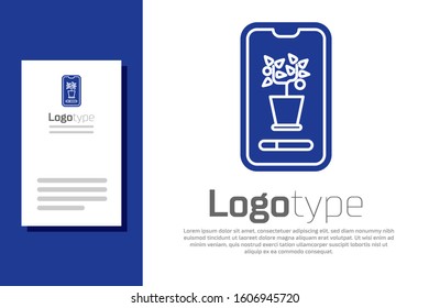 Blue Smart control farming system mobile application icon isolated on white background. Logo design template element. Vector Illustration
