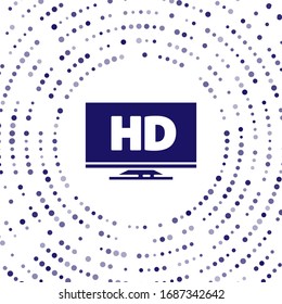 Blue Smart display with HD video technology icon isolated on white background. Abstract circle random dots. Vector Illustration