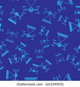 Blue Smart farm with drone control collects harvest icon isolated seamless pattern on blue background. Innovation technology for agricultural company.  Vector Illustration
