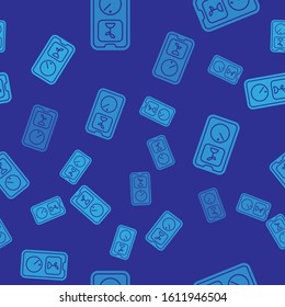 Blue Smart farming technology - timer farm automation system in app icon isolated seamless pattern on blue background.  Vector Illustration