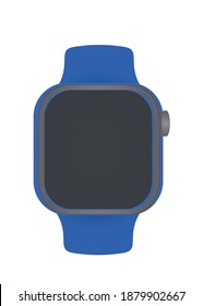 Blue smart hand watch. vector illustration