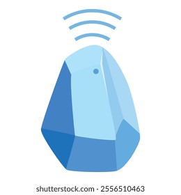 Blue smart home device emitting a wireless signal, simplifying home automation and control