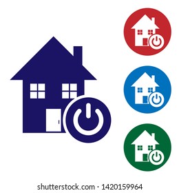 Blue Smart home icon isolated on white background. Remote control. Set color icon in circle buttons. Vector Illustration