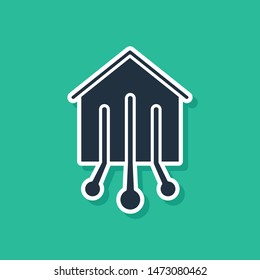 Blue Smart home icon isolated on green background. Remote control.  Vector Illustration