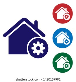 Blue Smart home settings icon isolated on white background. Remote control. Set color icon in circle buttons. Vector Illustration