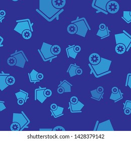 Blue Smart home settings icon isolated seamless pattern on blue background. Remote control. Vector Illustration