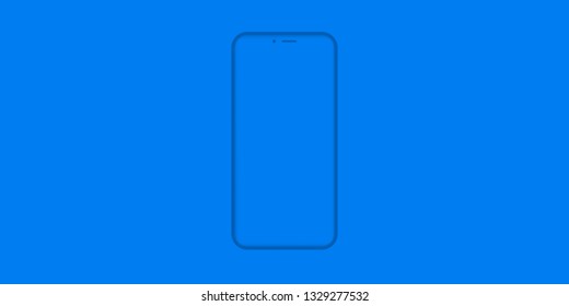 Diseño de teléfono inteligente azul con pantalla en blanco, fondo de tecnología, ilustración vectorial