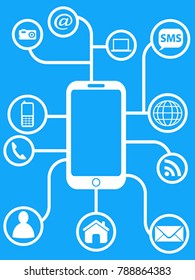 blue smart phone network background
