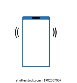 Blue smartphone with blank screen on a white background.
Smartphone vector icon.