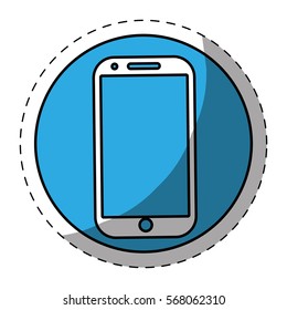 Blue smartphone button icon image, vector illustration icon