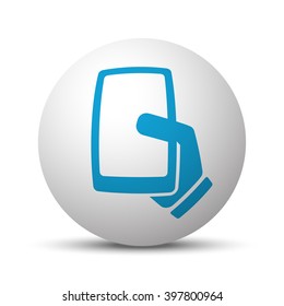 Blue Smartphone  icon on sphere on white background