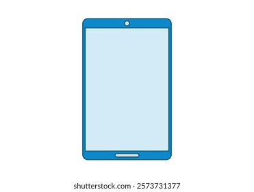 Blue smartphone icon with screen on