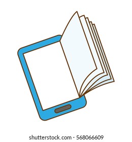 Blue smartphone knowledge virtual icon image, vector illustration
