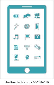 blue smartphone menu icons vector file