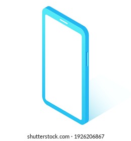 Smartphone azul. gadget móvil. Ilustración vectorial isométrica 3d. aislado de fondo blanco. 