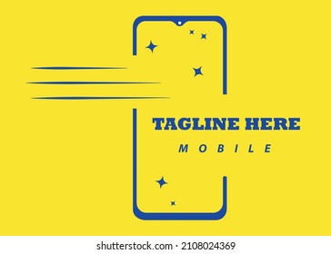 Blue smartphone or mobile phone logo, with tagline
