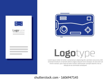 Blue Smartphone and playing in game icon isolated on white background. Mobile gaming concept. Logo design template element. Vector Illustration