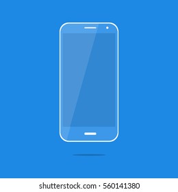 Blue smartphone Samsung icon with shadow. Flat design. Vector illustration