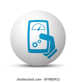 Blue Smartphone Test icon on sphere on white background