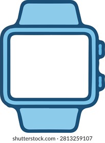 Blue smartwatch icon representing wearable technology fitness tracker and personal timekeeping device symbol concept