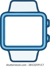 Blue smartwatch icon representing wearable technology fitness tracker and personal timekeeping device symbol concept